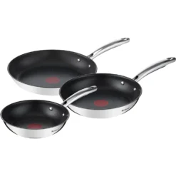 Tefal Pfannen-Set »Duetto+ G732S3«, Edelstahl, (Set, 3 Tlg.), Premium Edelstahl, Induktionspfanne, Temperaturanzeiger, Ø 20/24/28 Cm
