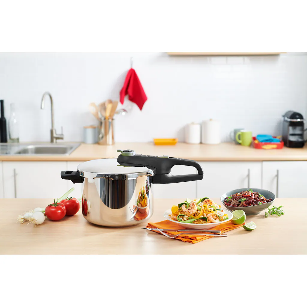 Tefal Schnellkochtopf »Secure Trendy«, Edelstahl, (1 Tlg.), Dampfkochtopf, Garregler, Sicherheitsvorrichtung, Induktion 4 Tefal Schnellkochtopf »Secure Trendy«, Edelstahl, (1 Tlg.), Dampfkochtopf, Garregler, Sicherheitsvorrichtung, Induktion – Bild 2
