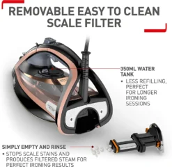 Tefal Ultimate Pure FV9845 Dampfbgeleisen (Dampfbgeleisen, Durilium Autoclean Soleplate, 3 M, 260 G/min, Schwarz, Kupfer, 60 G/min) -Tefal 095accf557b9d2ff678595f253c66d45