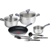 Tefal Topf-Set »Daily Cook«, Edelstahl, (Set, 11 Tlg.), Edelstahl-Töpfe Mit Stehendem Deckel,Ausguss,alle Herdarten,Induktion