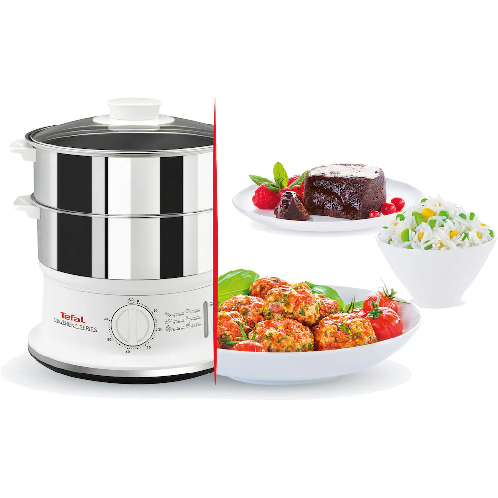 Tefal Dampfgarer »VC1451 Convenient Series«, 900 W, 2 Edelstahlbehälter, 6 Liter, Ø 24cm, Timer, Abschaltautomatik 4 Tefal Dampfgarer »VC1451 Convenient Series«, 900 W, 2 Edelstahlbehälter, 6 Liter, Ø 24cm, Timer, Abschaltautomatik – Bild 2