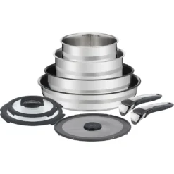 Tefal Pfannen-Set »Jamie Oliver Ingenio«, Edelstahl, (Set, 9 Tlg.), Edelstahl, Antihaft, Thermo-Spot, Alle Herdarten, Induktion, Set