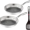 Tefal Pfannenset ETERNAL MESH Edelstahl Kratzfest °24cm/°28cm + Ingenio Pfannenwender
