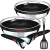 Tefal Pfannenset INGENIO 24/28cm L94092 + 2 X Jamie Oliver Glasdeckel 24/28cm + 2 Griffe + Ingenio Pfannenwender -Tefal 63239a6e28d760485618490e9b3a1a46