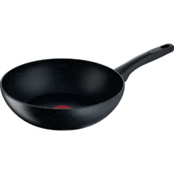 Tefal Wok »G28119 Black Stone«, Aluminium, (1 Tlg.), Aluminium, Mineralia Antihaft, Thermo-Signal, Alle Herdarten,Induktion