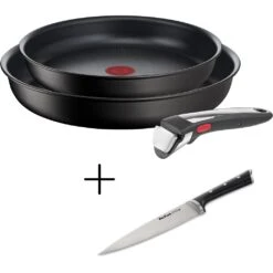 Tefal Pfannen »Ingenio Unlimited On« In 24/28 Cm Mit Abnehmbarem Griff Und »Ice Force Kochmesser« Im Set