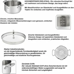 Tefal G719S734 DUETTO 8-tlg.Set 3x Kochtopf/Glasdeckel + Stieltopf + Suppenkelle -Tefal 68d5f8927e6d56776b8d82471e8db27d