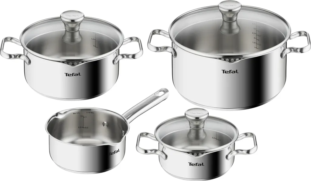 Tefal Duetto Kochgeschirr, 7-Teiliges Set, Stielkasserolle 16 Cm, Kochtöpfe 16/20/24 Cm + Deckel 3 Tefal Duetto Kochgeschirr, 7-Teiliges Set, Stielkasserolle 16 Cm, Kochtöpfe 16/20/24 Cm + Deckel