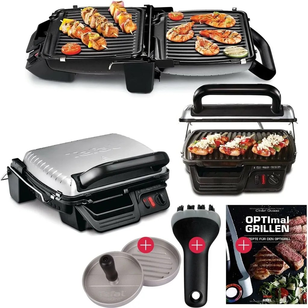 Tefal 3in1 Kontaktgrill Plus Hamburgerpresse + Reinigungsbürste + Rezeptheft 2000W GC3060 3 Tefal 3in1 Kontaktgrill Plus Hamburgerpresse + Reinigungsbürste + Rezeptheft 2000W GC3060