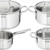 Tefal Virtuoso Topfset, 7-Teilig, Edelstahl - 7-Teiliges Set Aus 1x Stielkasserolle 16cm, 3x Kochtöpfen 16/20/24cm + 3x Deckel -Tefal 784ec9d1b46a56daf9ba70dda4f80f3c