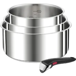 Tefal Topf-Set »L898S4 Ingenio Preference«, Edelstahl, (Set, 4 Tlg.), Stapelbar, Platzsparend, Hochwertiger Edelstahl, Induktionsgeeignet
