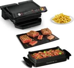Tefal OptiGrill, Snacking & Baking Kontaktgrill, Schwarz, GC 7148