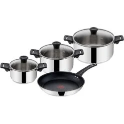 Tefal Topf-Set, Edelstahl, (Set, 7 Tlg.), Edelstahl-Set Jamie Oliver, Black Collection, Alle Herdarten,Induktion