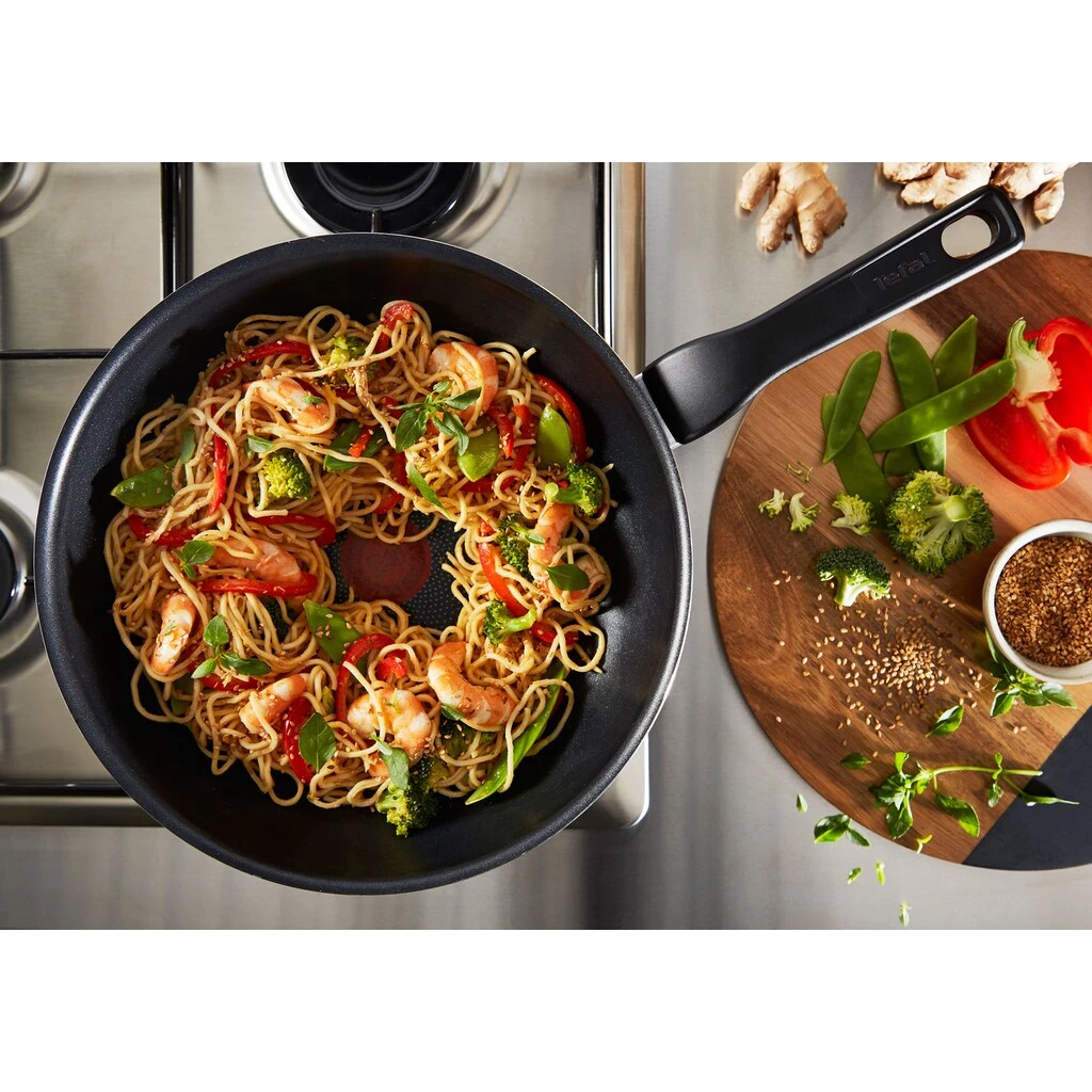 Tefal Wok »C38519 XL Force«, Aluminium, (1 Tlg.), Antihaft, Thermo-Signal, Tiefe Form, Alle Herdarten Außer Induktion 6 Tefal Wok »C38519 XL Force«, Aluminium, (1 Tlg.), Antihaft, Thermo-Signal, Tiefe Form, Alle Herdarten Außer Induktion – Bild 4