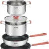 TEFAL G720S604 6-teiliges Stapelbares Kochgeschirrset OPTI'SPACE - Edelstahl - Alle Kochfelder Inklusive Induktion -Tefal b9011cca4cc1a56b2a980702a9f6b296