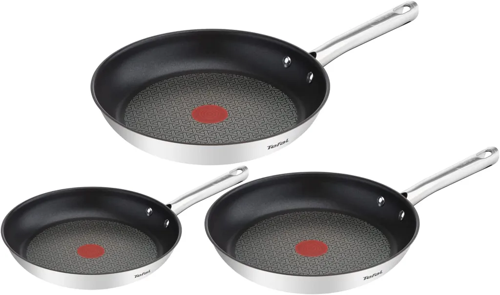 Tefal Duetto 3-teiliges Bratpfannen-Set, 20/24/28 Cm, Antihaftbeschichtung, Geeignet Für Alle Herdarten, Auch Für Induktionsherde, Edelstahl/schwarz 3 Tefal Duetto 3-teiliges Bratpfannen-Set, 20/24/28 Cm, Antihaftbeschichtung, Geeignet Für Alle Herdarten, Auch Für Induktionsherde, Edelstahl/schwarz