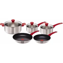 Tefal Topf-Set »Tefal By Jamie Oliver Mainstream«, Edelstahl, (Set, 8 Tlg.), Edelstahl-Set Jamie Oliver, Red Collection, Alle Herdarten,Induktion