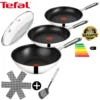 Tefal E76 Jamie Oliver Pfannenset Induktion 6 TLG Set 12,- Hohe Wokpfanne Mit Deckel 28cm, Pfanne 28 Cm + 24cm, Edelstahl 18/10 Rostfrei, Spülmaschinenfest, Antihaft-beschichtet