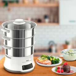 Tefal Dampfgarer »VC502D Convenient Series Deluxe«, 900 W, Touchscreen, 8 Programme, Garen Auf 3 Ebenen, Behälter Aus Edelstahl -Tefal e575ec8f86afc6e43cad85011db711ad
